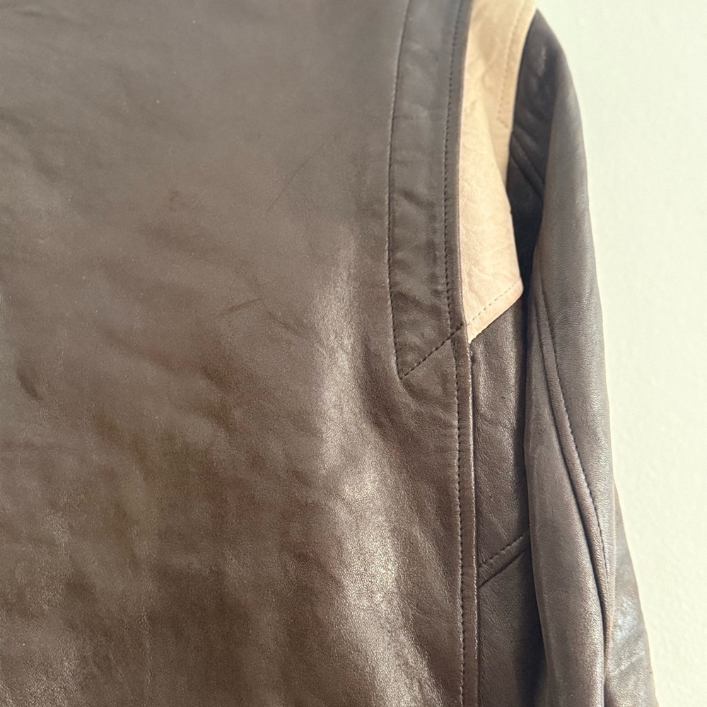 IRO Black and Cream Leather Leather Moto Biker Jacket Size 36 l US Small - Picture 15 of 17